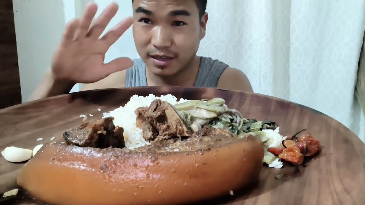 1kg Pork meat with rice Mukbung 