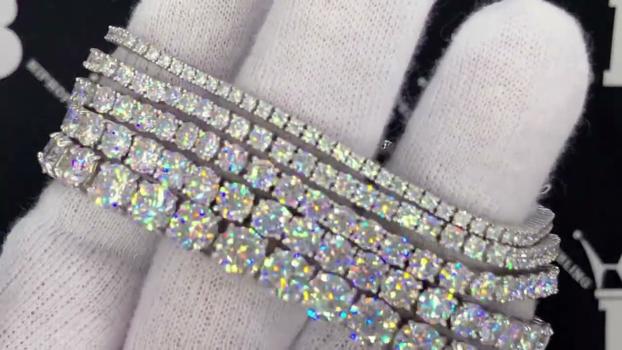 VVS Moissanite Tennis Iced Out Bracelets | 2MM 3MM 4MM 5MM 6.5MM | .925 Sterling Silver