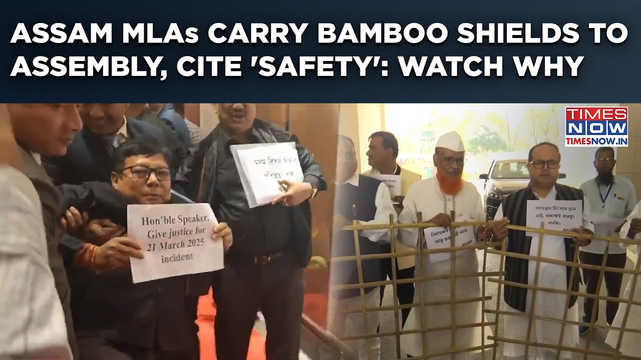 Assam: MLAs Carry Bamboo Shield To Assembly: Watch| Why AIUDF, BJP's Opposition Alleged 'Attack'
