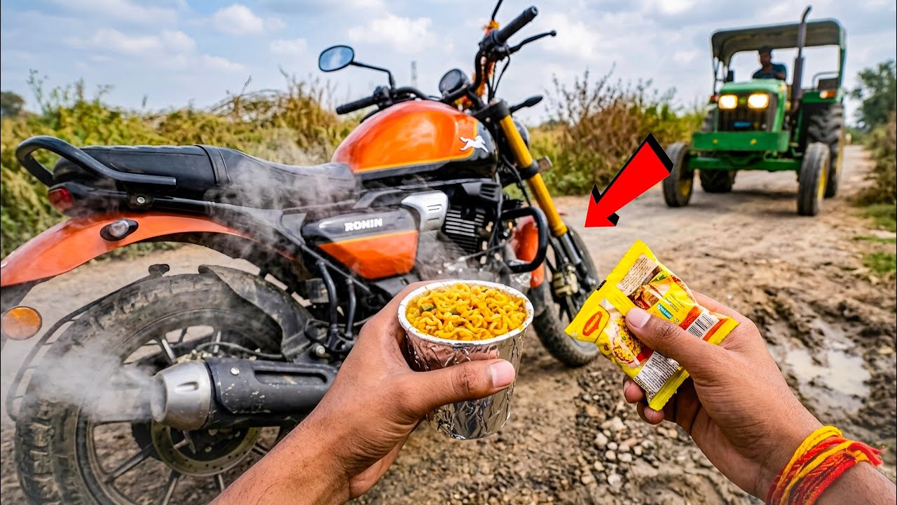 Cooking Noodles on a Hot 🔥 Motorcycle Exhaust | ASMR Experiment