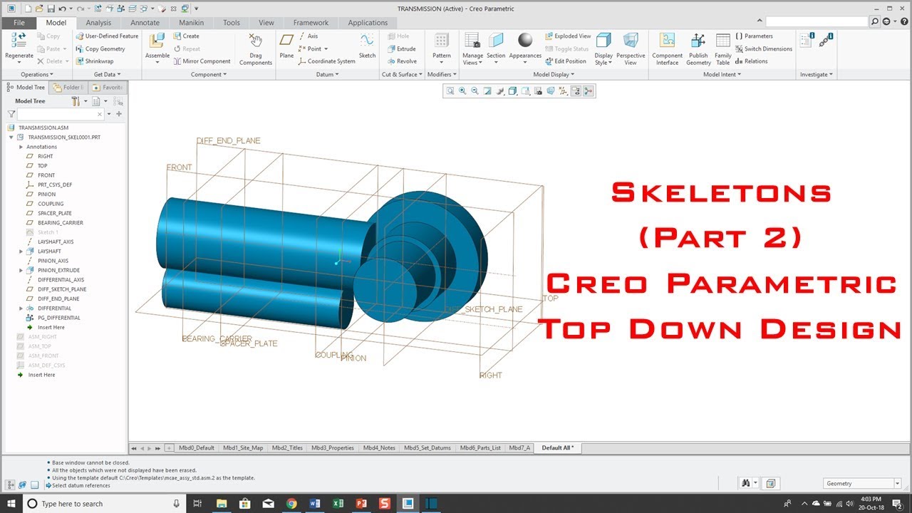 Creo Parametric — Модели скелета — Проектирование сверху вниз (Часть 2)