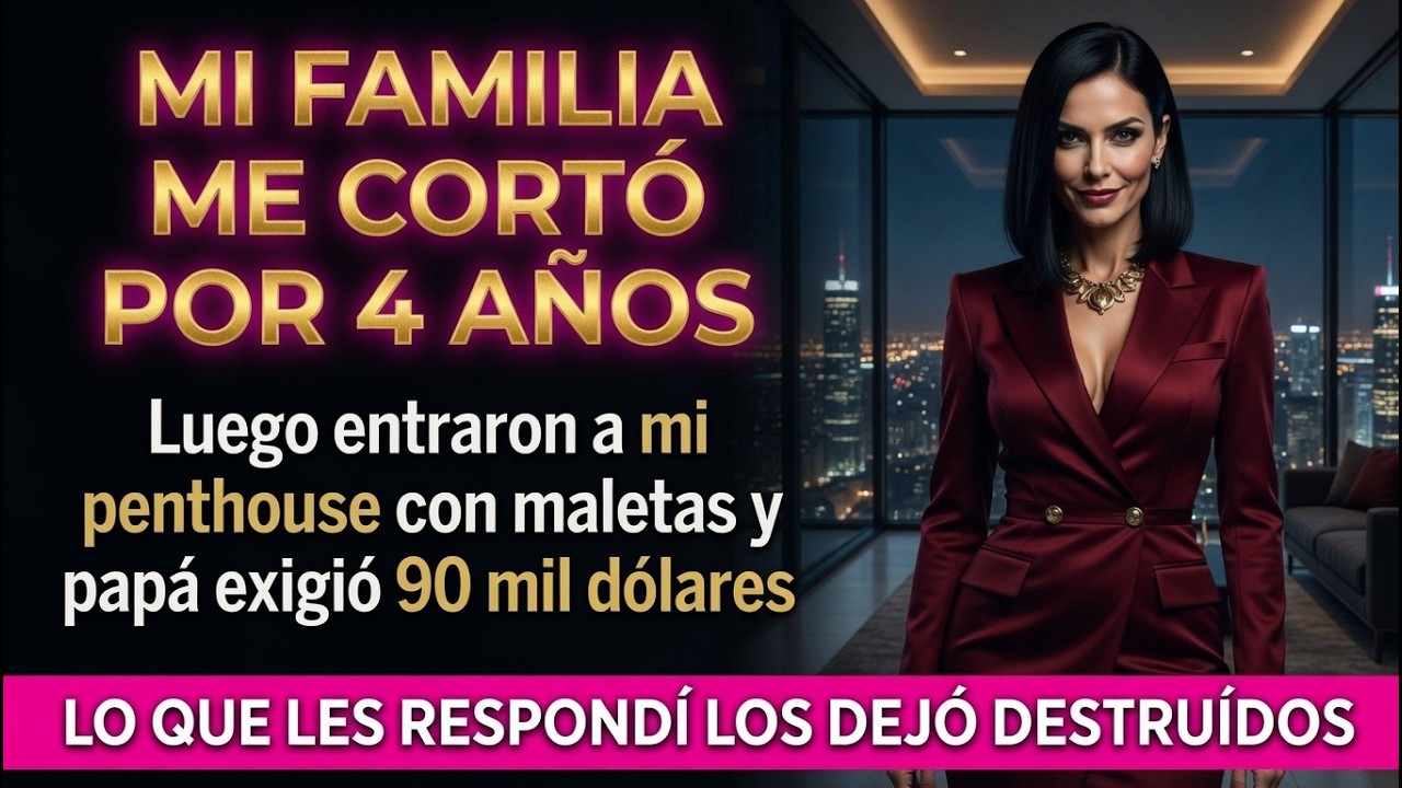 Mi familia me cortó cuatro años… luego aparecieron en mi penthouse con maletas y papá exigió dinero.