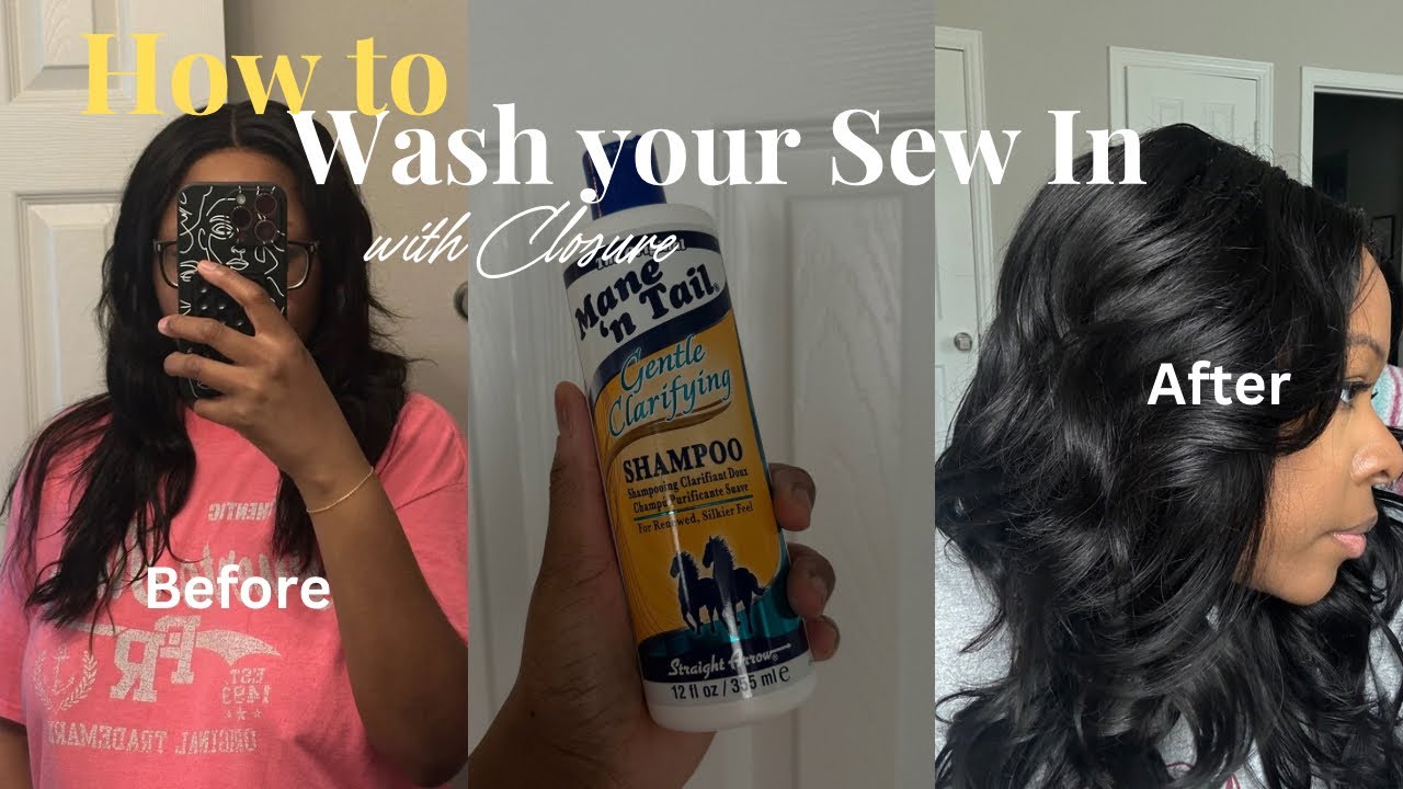 How to wash your sew-in with closure | 3 week update on sew—in #howtowashyourbundles #washdayroutine