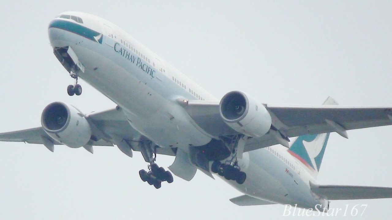 Cathay Pacific Airways Boeing 777-200 (B-HNL) takeoff from KIX/RJBB (Osaka - Kansai) RWY 06R