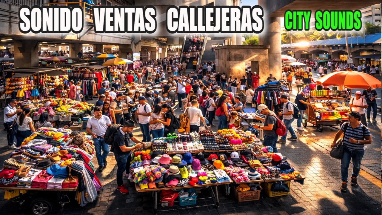 Sonido de VENDEDORES AMBULANTES en la CIUDAD | Ambiente de Mercado Callejero