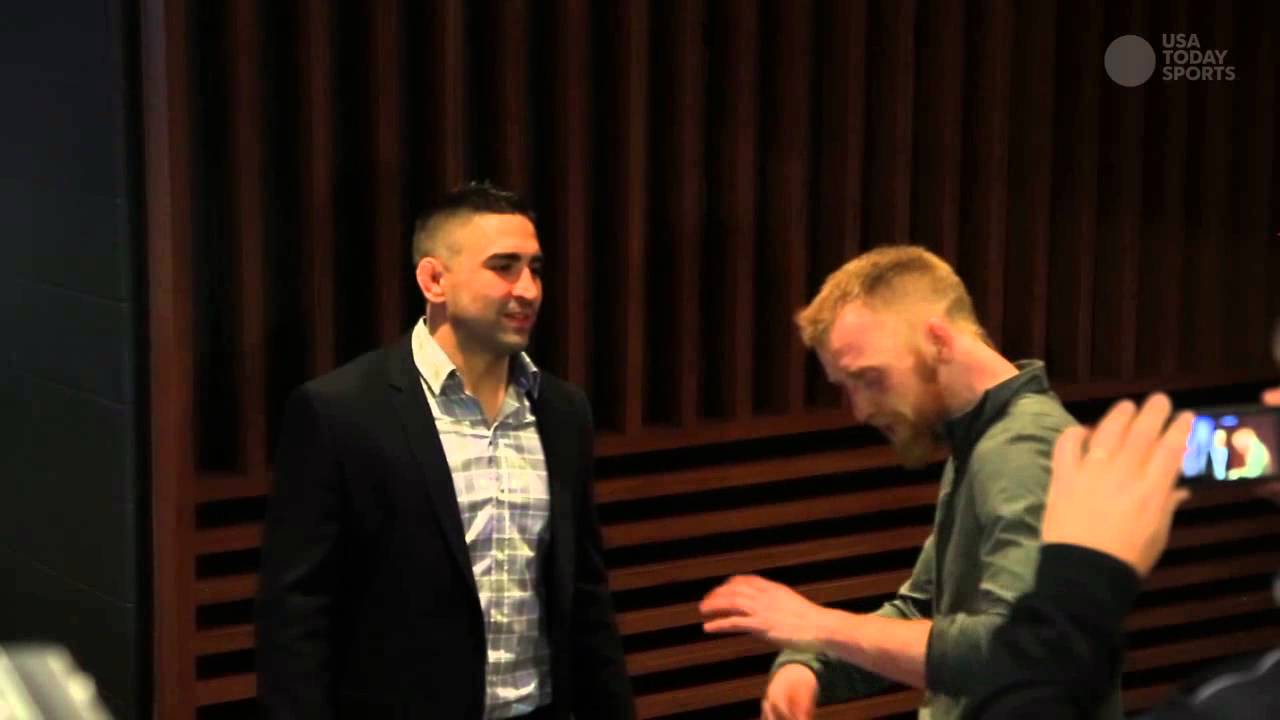 McGregor teammate Paddy Holohan confronts Ricardo Lamas backstage