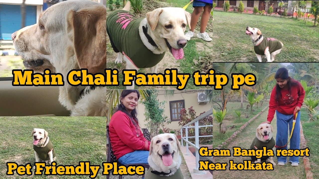 Bonzu 👗Pehan kr Chali Car Me Ghumne Gram Bangla Resort 1Din k liye|Travel Vlog Bonzu Ka|Dog day Out.