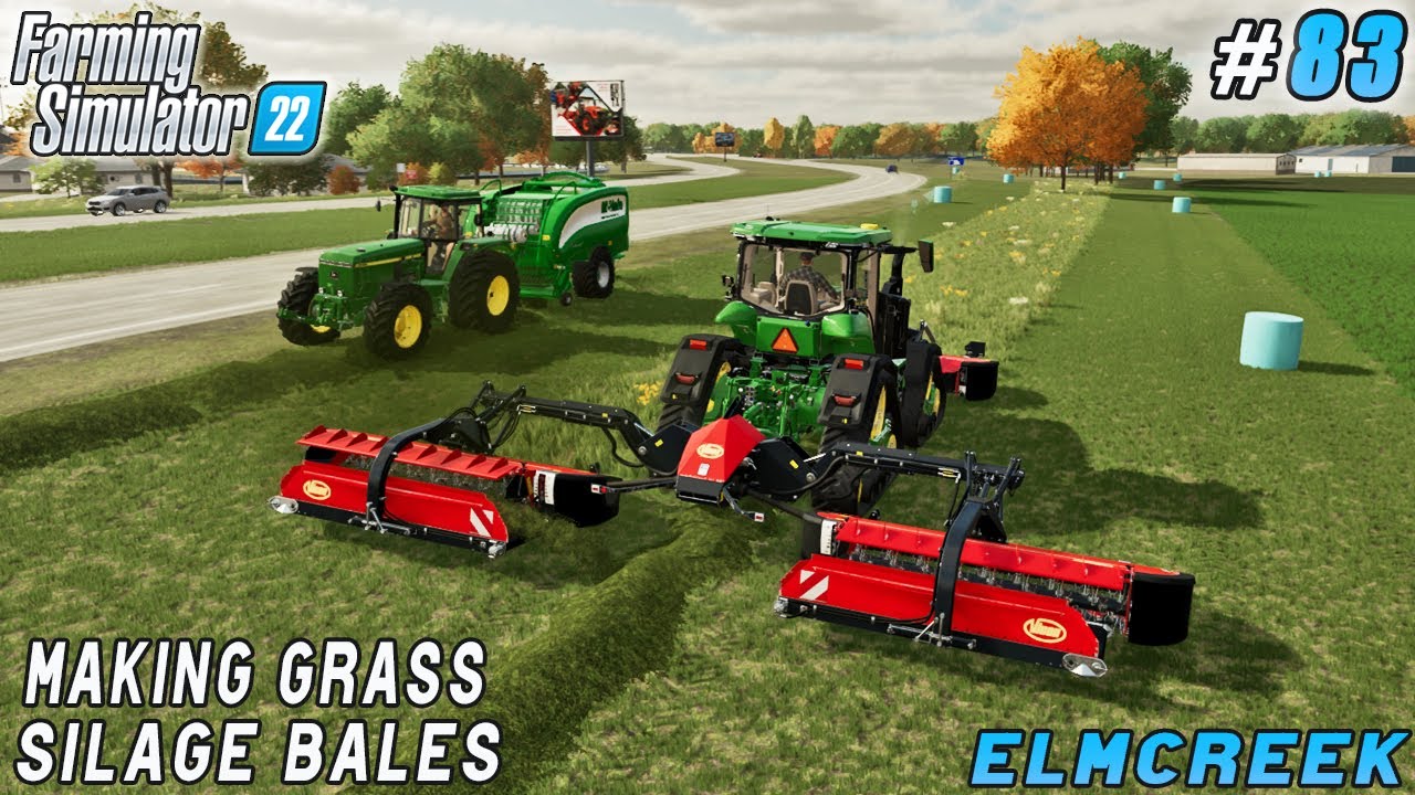 Making 255 bales of grass silage with McHale round baler | Elmcreek | Farming simulator 22 | ep #83