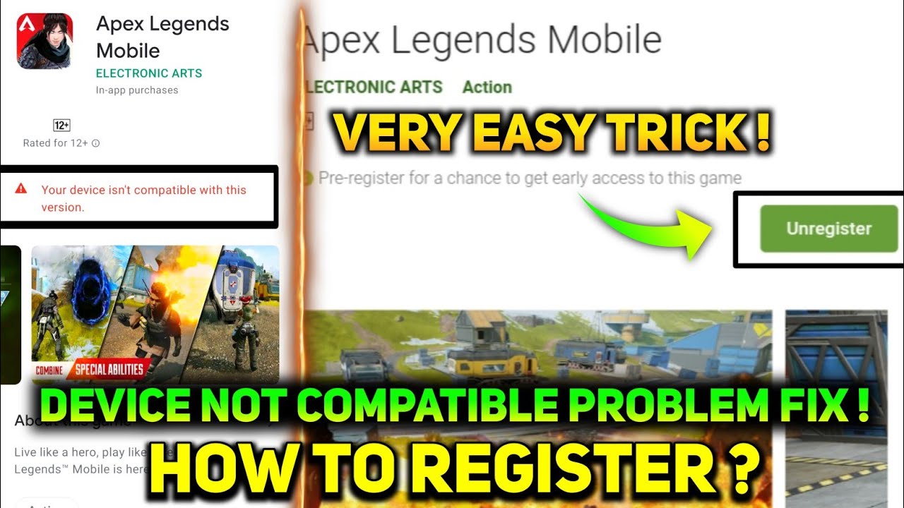 How To Pre Register APEX LEGENDS MOBILE | APEX LEGENDS MOBILE Device Not Compatible Problem Fix !