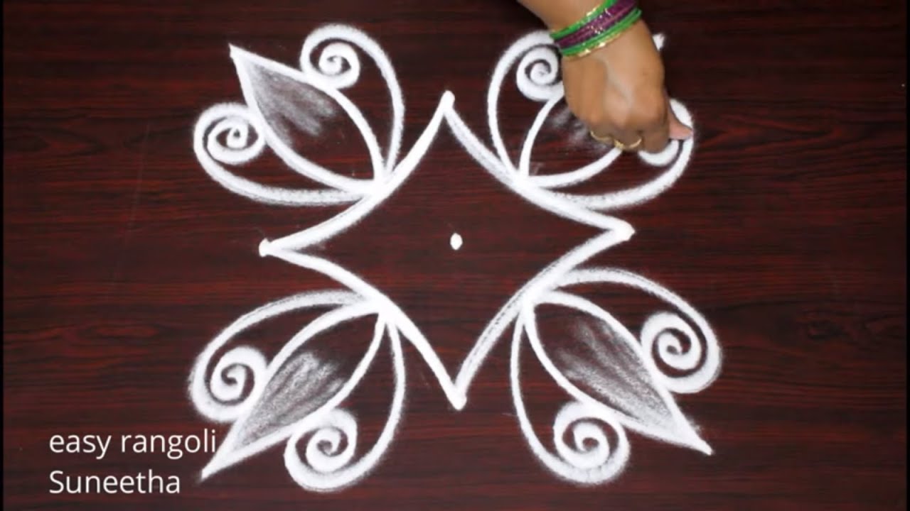 Easy 3x1 dots Beautiful rangoli & kolam designs by easy rangoli Suneetha || Small Muggulu