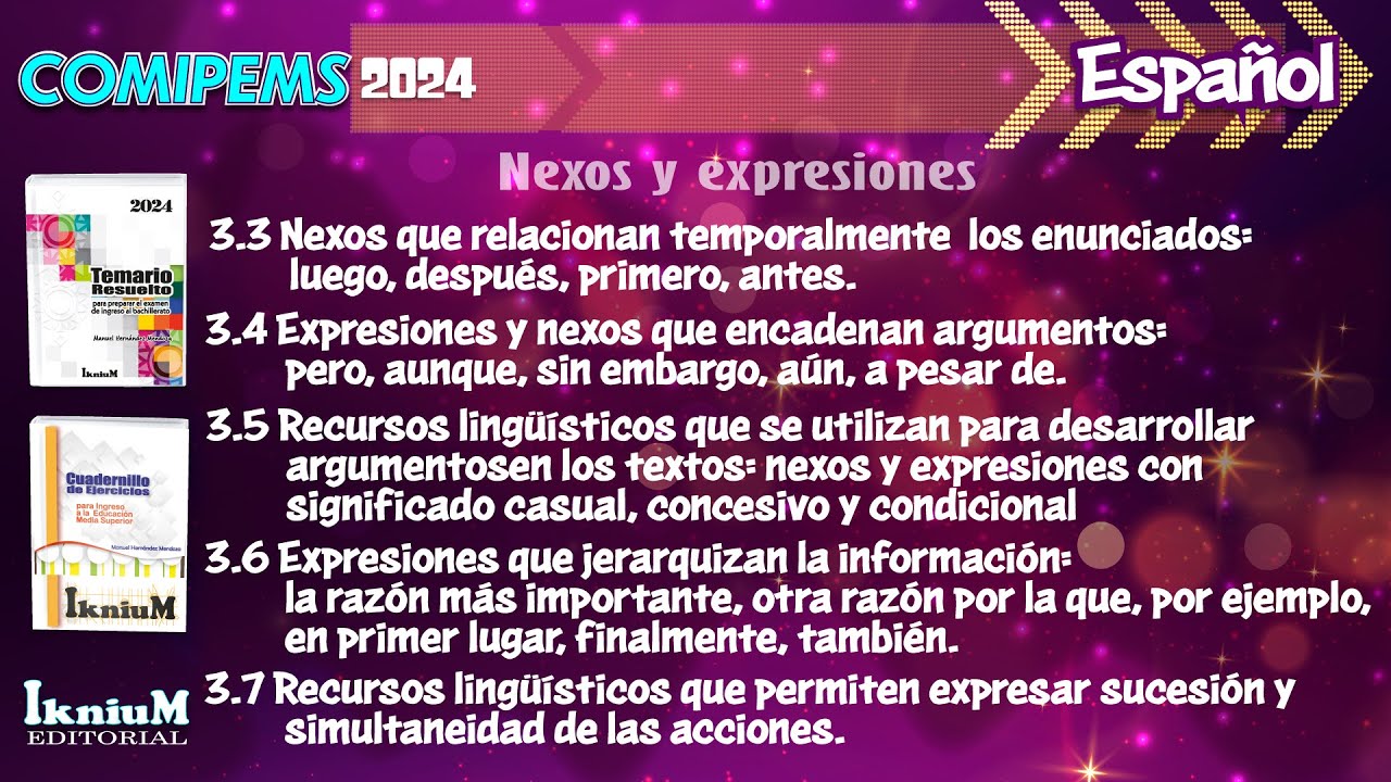 Español - Tema 3.3 al 3.7 - CURSO COMIPEMS 2024 - IkniuM