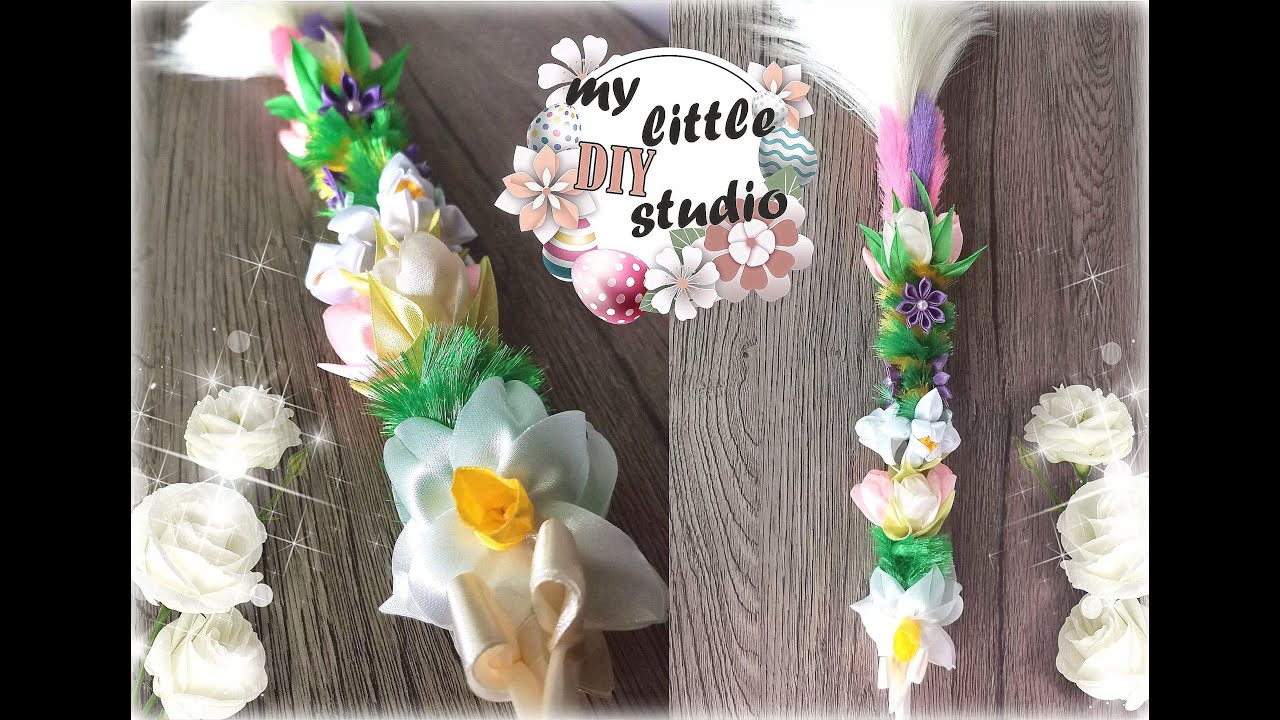 Palma wielkanocna ze wstążki satynowej/DIY