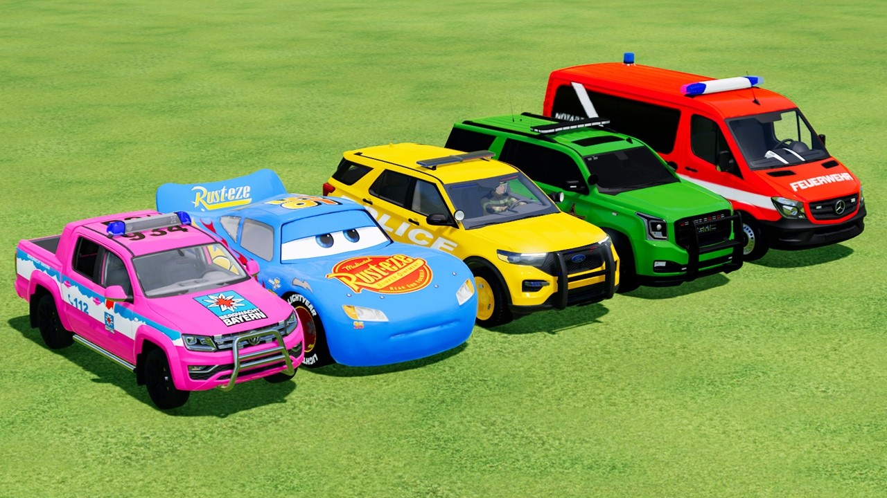 Volkswagen, Mcqueen, Ford, GMC Yukon, Mercedes Sprinter With Cars Transport of Man Trucks
