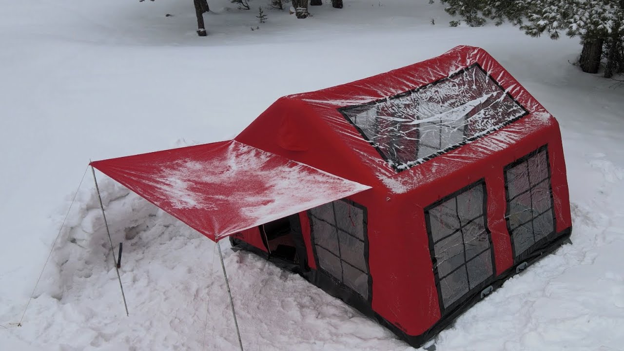 СНЕЖНЫЙ ЛАГЕРЬ С НАШЕЙ НОВОЙ ПАЛАТКОЙ