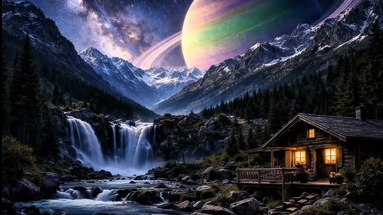 I Slept Here and Forgot the World 🌌 Waterfall & Cosmic Ambience