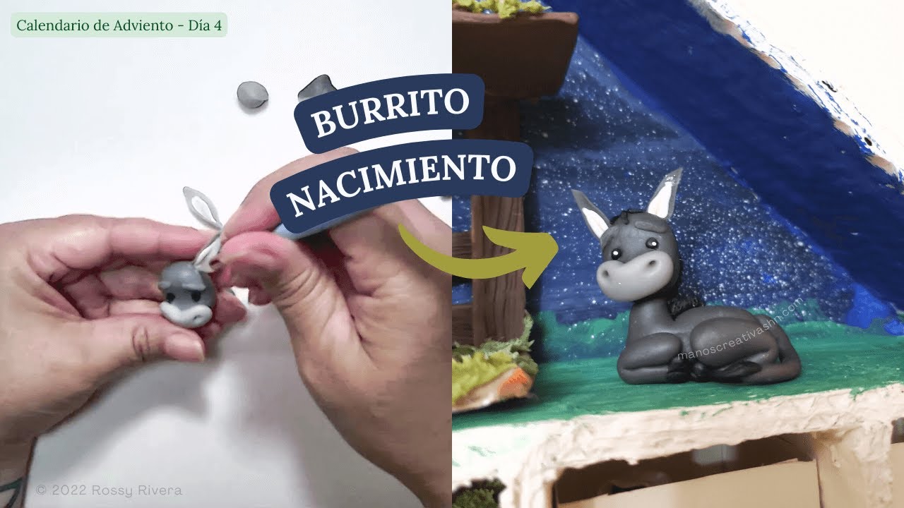 Calendario de Adviento Día 4: Cómo hacer un Tierno Burrito para Pesebre en porcelana fría