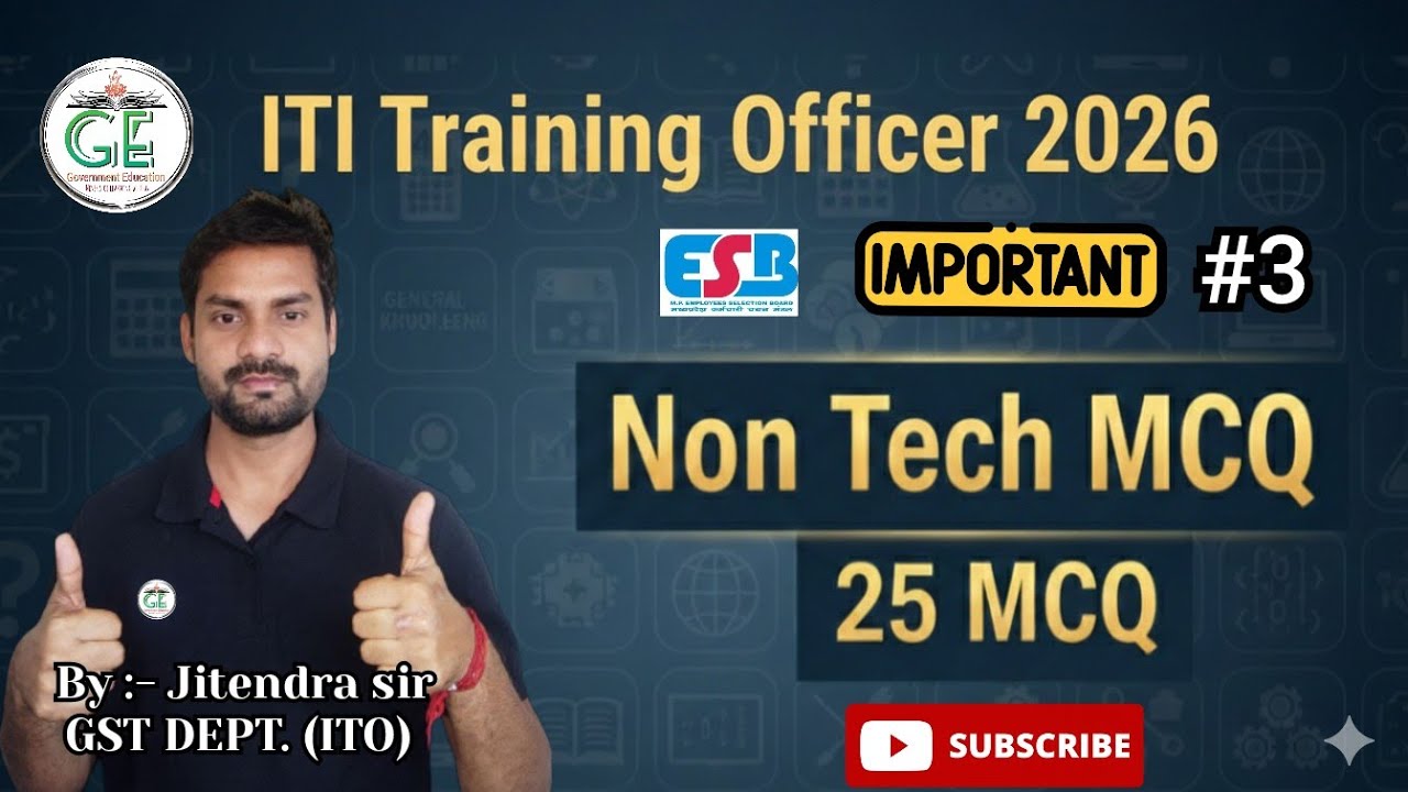 MP ITI TO 2026 || MP ITI Training officer lecture non tect mcq || MP ITI TO MCQ #mpitito