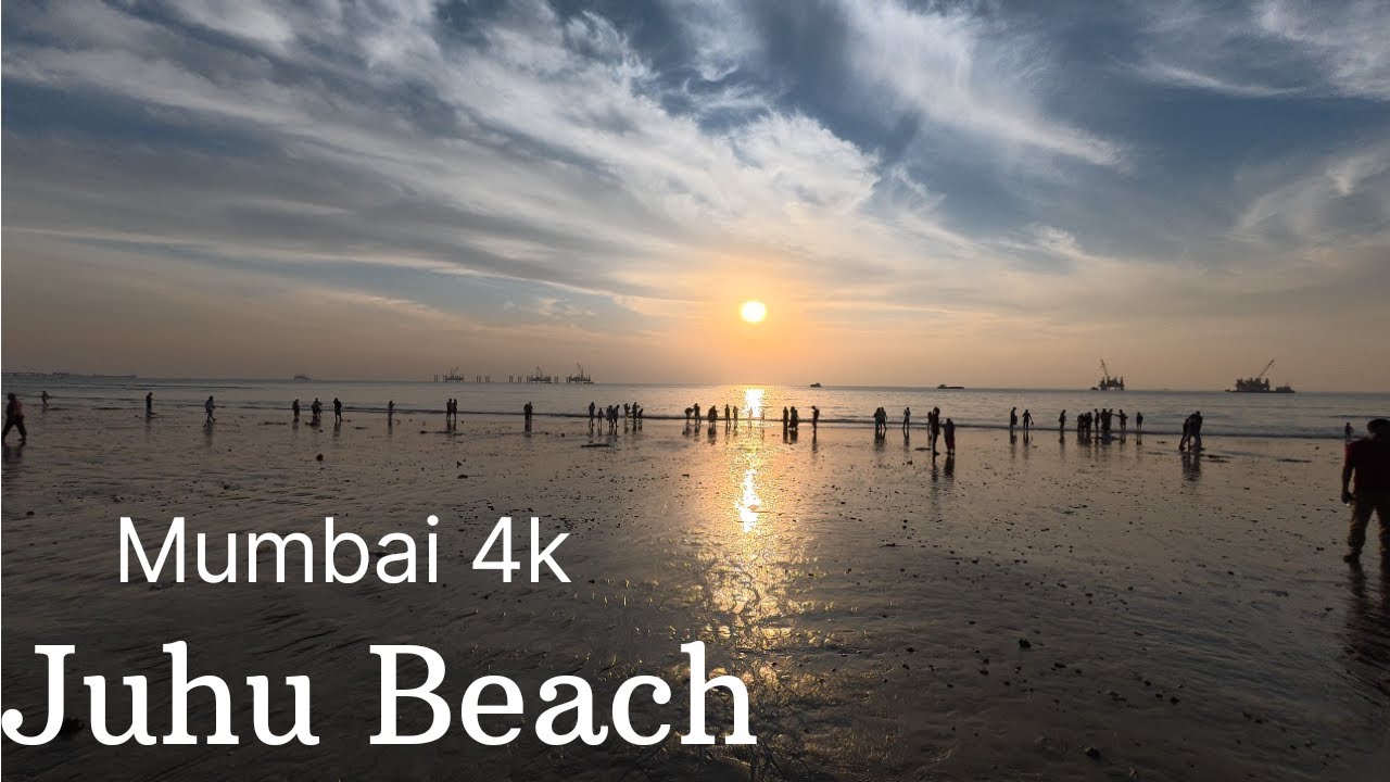 Juhu Beach Evening Walk 4K | ISKCON to Chowpatty | Sunset & Mumbai Street Food