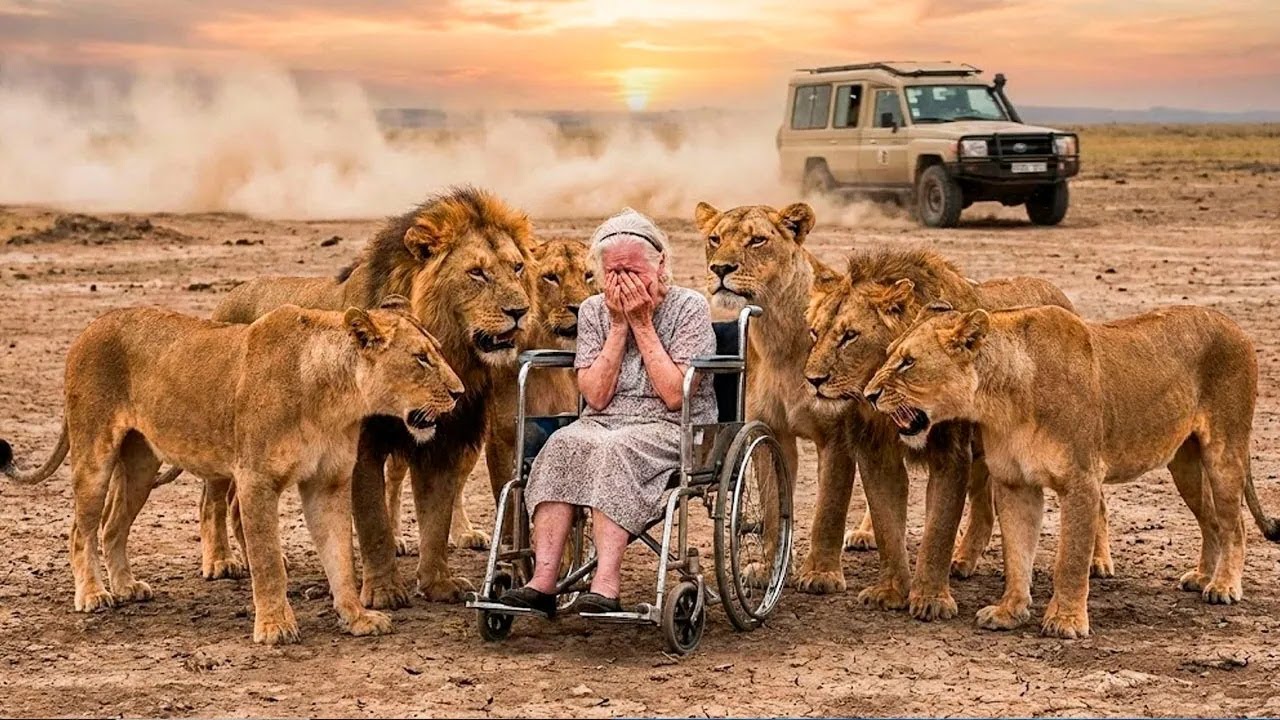 Elderly Woman Abandoned in the Savannah: Lions Surround Her and Everyone is Left Speechless!