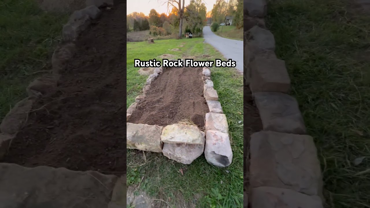 Клумбы из камня в деревенском стиле 
