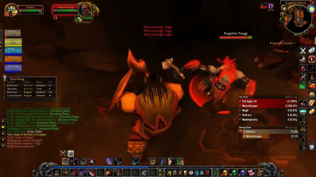 WoW Classic Hardcore - Ragefire Chasm Dungeon (Warrior Tank)