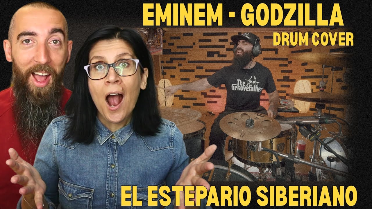 El Estepario Siberiano - EMINEM | GODZILLA - DRUM COVER (РЕАКЦИЯ) с моей женой