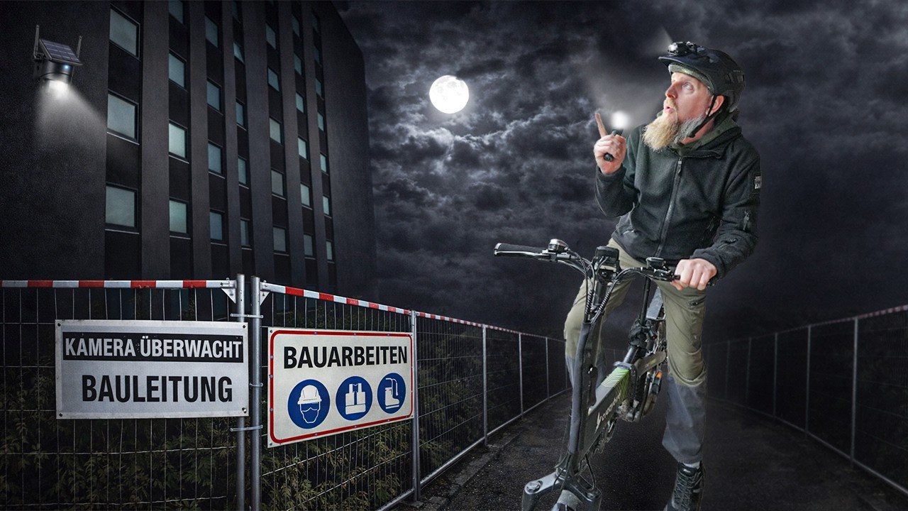 Studentenhochhaus bei Nacht – plötzlich geht das Licht an und der Bauzaun wackelt!