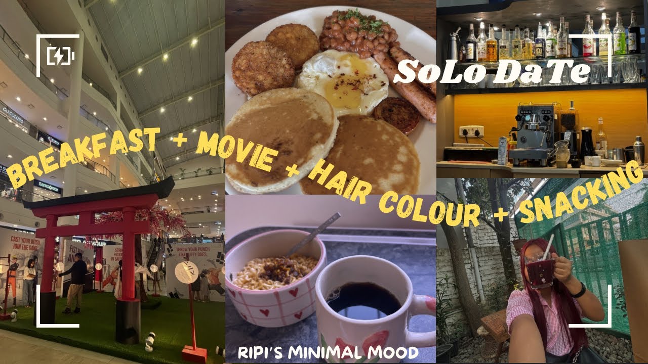 Spending the Day With Myself🤍 | Breakfast🥞 | Solo MovieDate🎬🍿 | HairRefresh💆‍♀️ | EveningSnacking🍜☕️