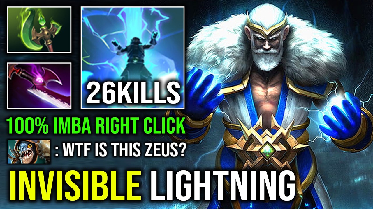 WTF Invisible Lightning 100% Hybrid Right Click Shadow Blade Max Item Hard Carry Zeus Dota 2