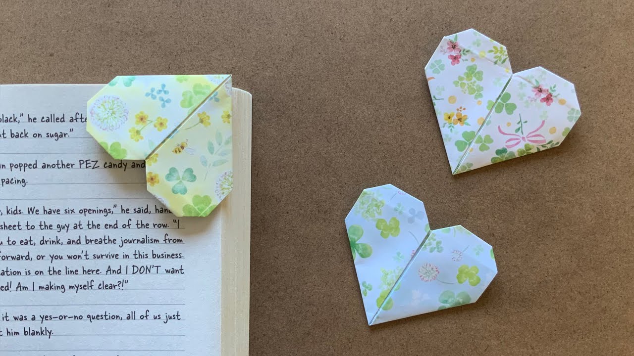 Origami Heart / Bookmark 怎麼折心書簽 How to make a paper heart / bookmark