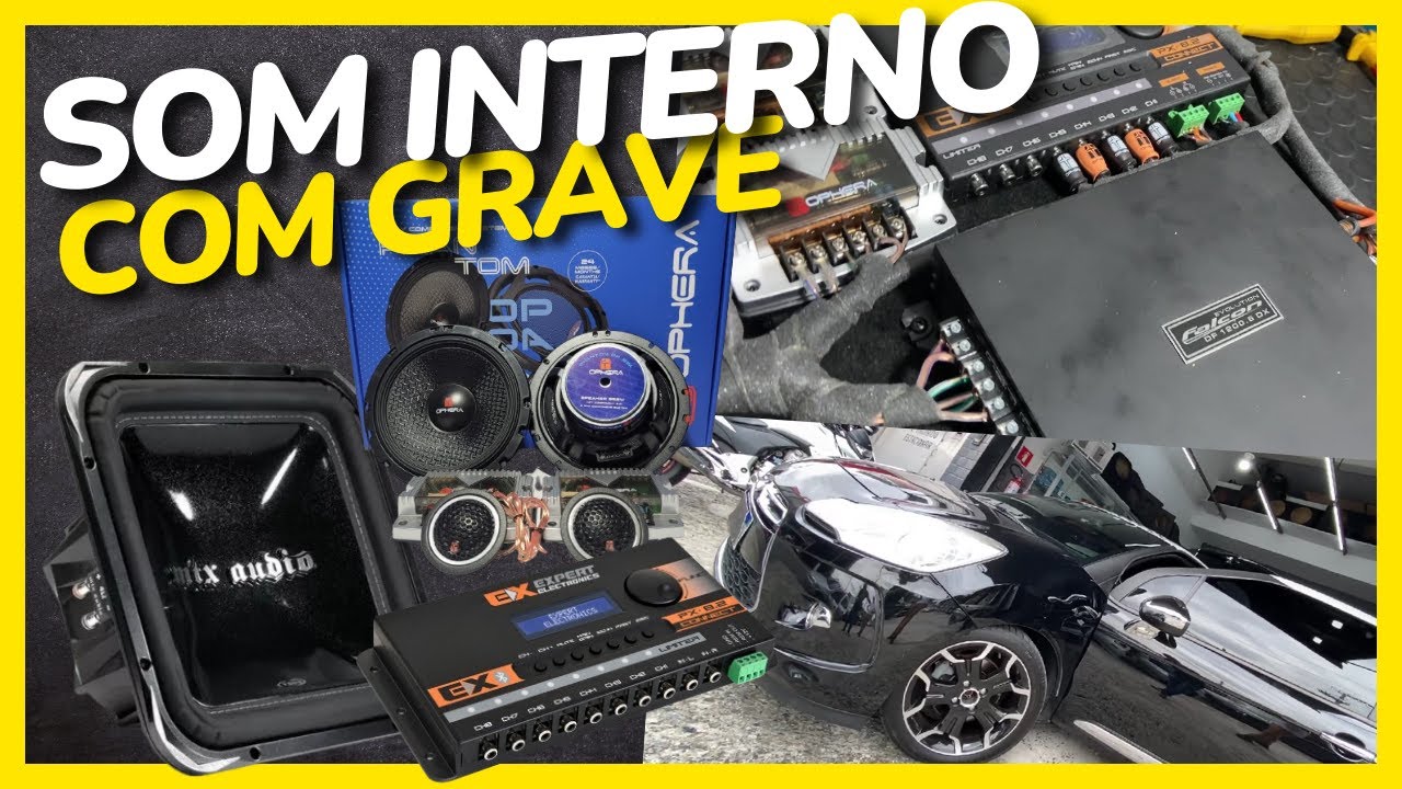 SOM INTERNO CITROEN DS3 - SUBWOOFER QUADRADO MTX AUDIO/2 VIAS OPHERA/FALCON DF800