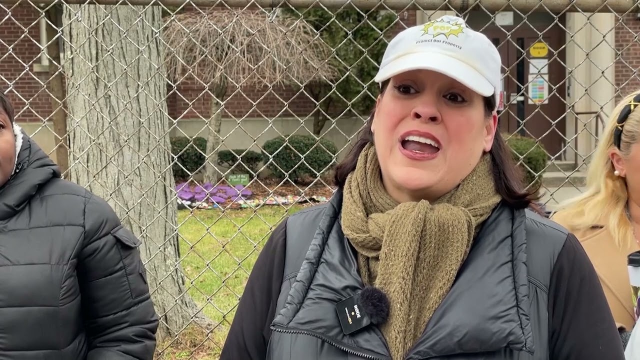 Bridgeport families discuss student shake up outside Thomas Hooker School