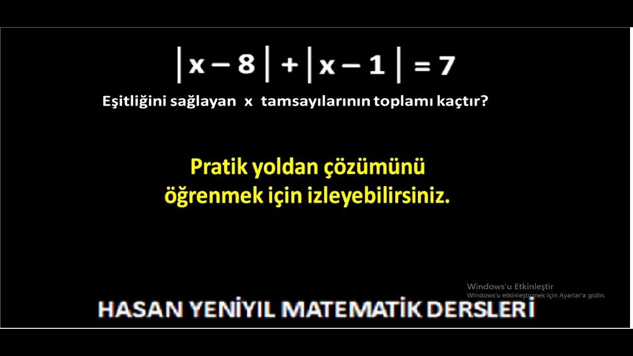 Pratik Yöntemler-21: Mutlak değerli zor denklem tiplerinde çok kolay bir yol var. Onu anlattık.