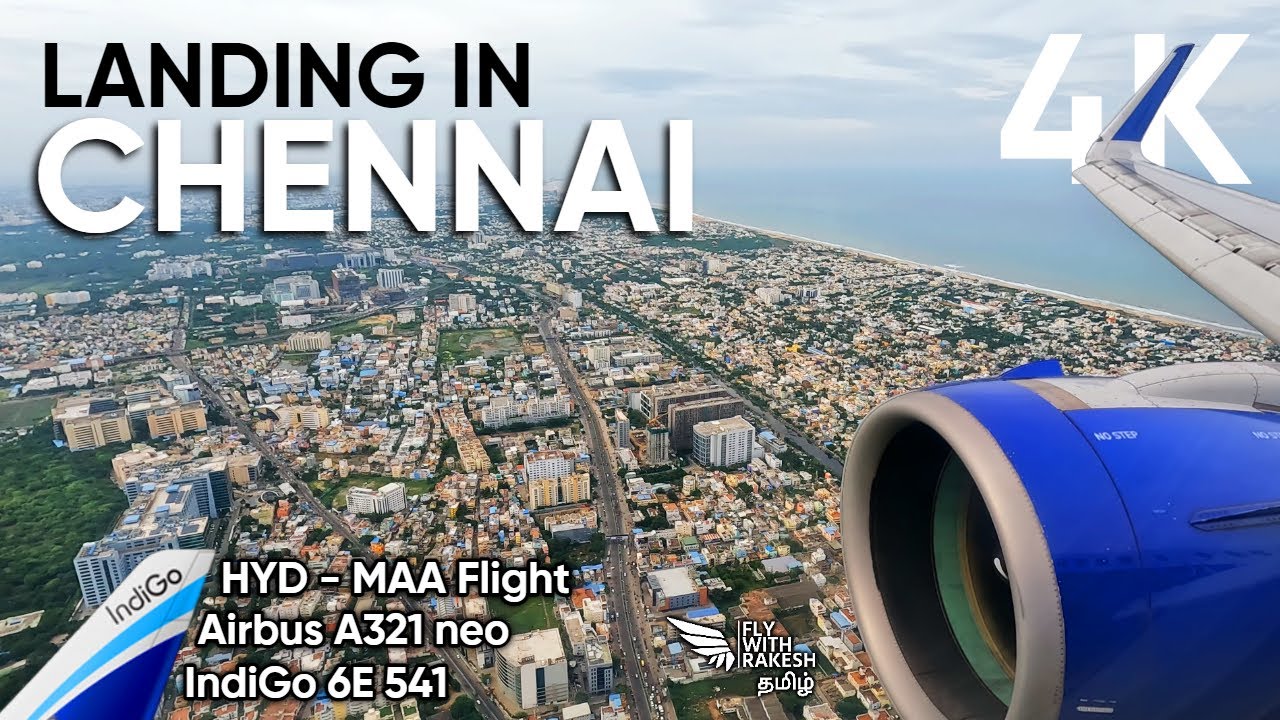 [4K] Flight Landing in Chennai (Secondary Runway) IndiGo | HYD - MAA | Chennai Airport | Chennai❤️‍🔥