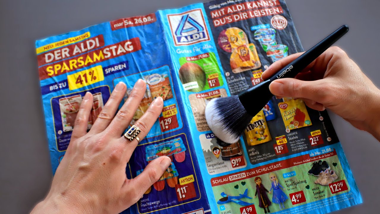 ASMR ALDI NORD PROSPEKT (AUG 2023) 💦 Relaxing Paper Sounds, Tracing, Brushing, Vorlesen | Geflüstert
