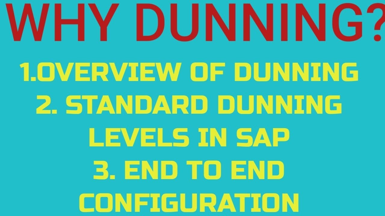 SAP ECC FICO||WHY DUNNING|| OVERVIEW OF DUNNING|| STANDARD SAP DUNNING LEVELS|| END 2 END CONFIG