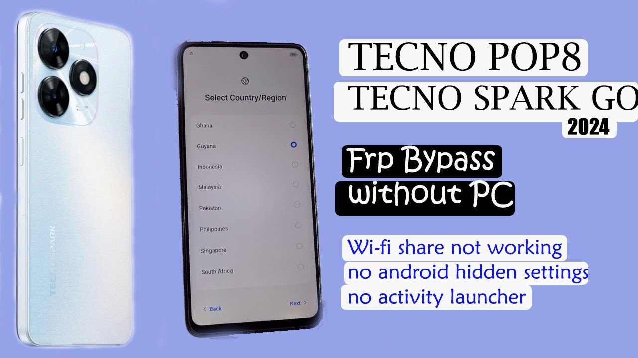 TECNO POP8 BG6 FRP BYPASS WITHOU PC / TECNO SPATK GO 2024 FRP BYPASS
