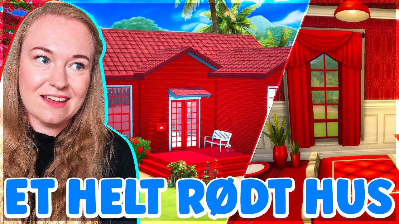 BYGGER ET HELT RØDT HUS I SIMS 4!