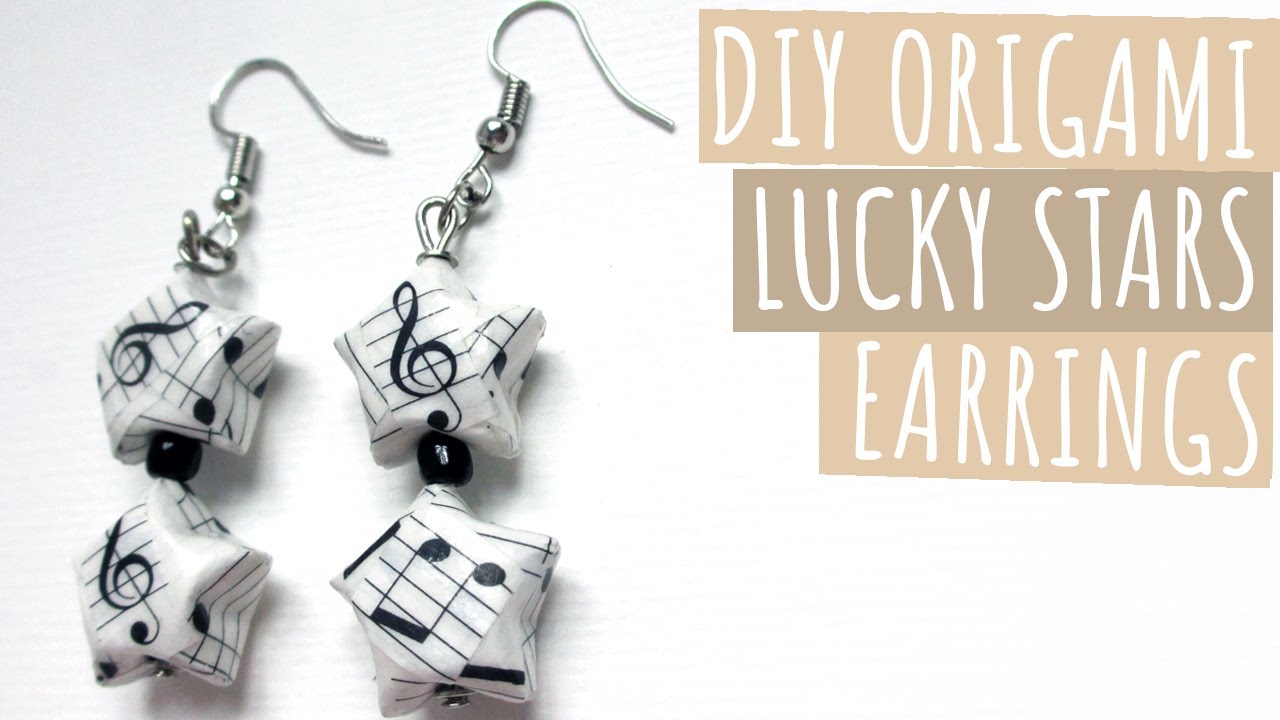 DIY Origami Lucky Stars Earrings | Paper Jewelry | Origami Earrings | How to make paper stars