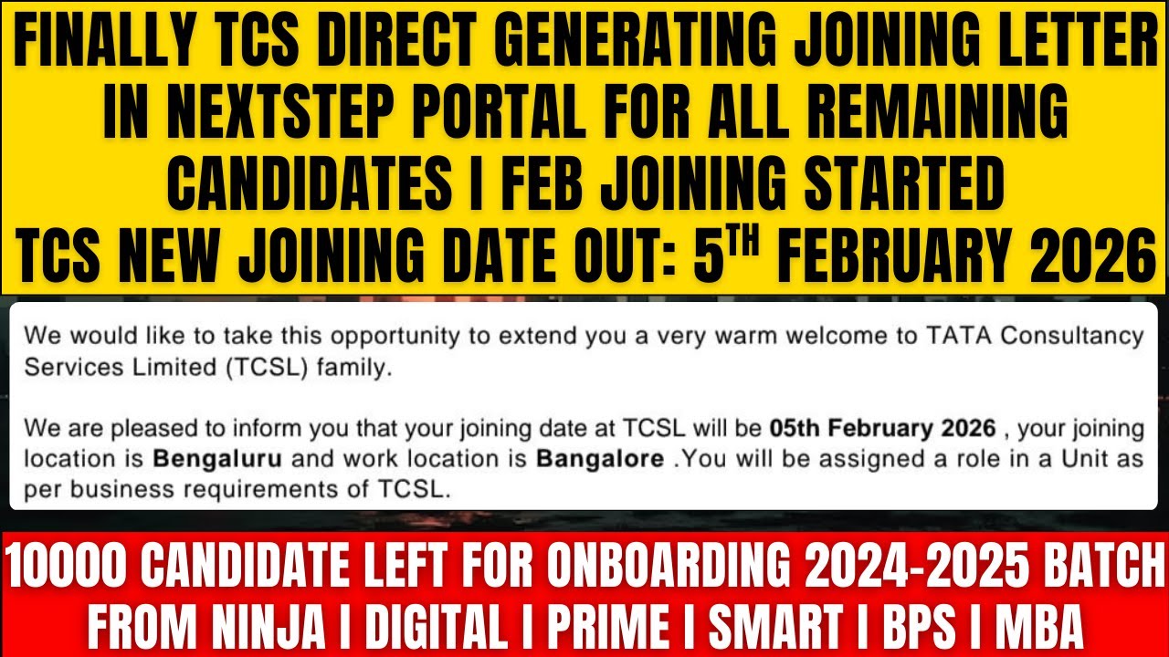 FINALLY TCS FEB'26 MASS ONBOARDING STARTED | TCS JOINING LETTER 2025 | TCS NEW DOJ OUT IS 5-FEB-2026