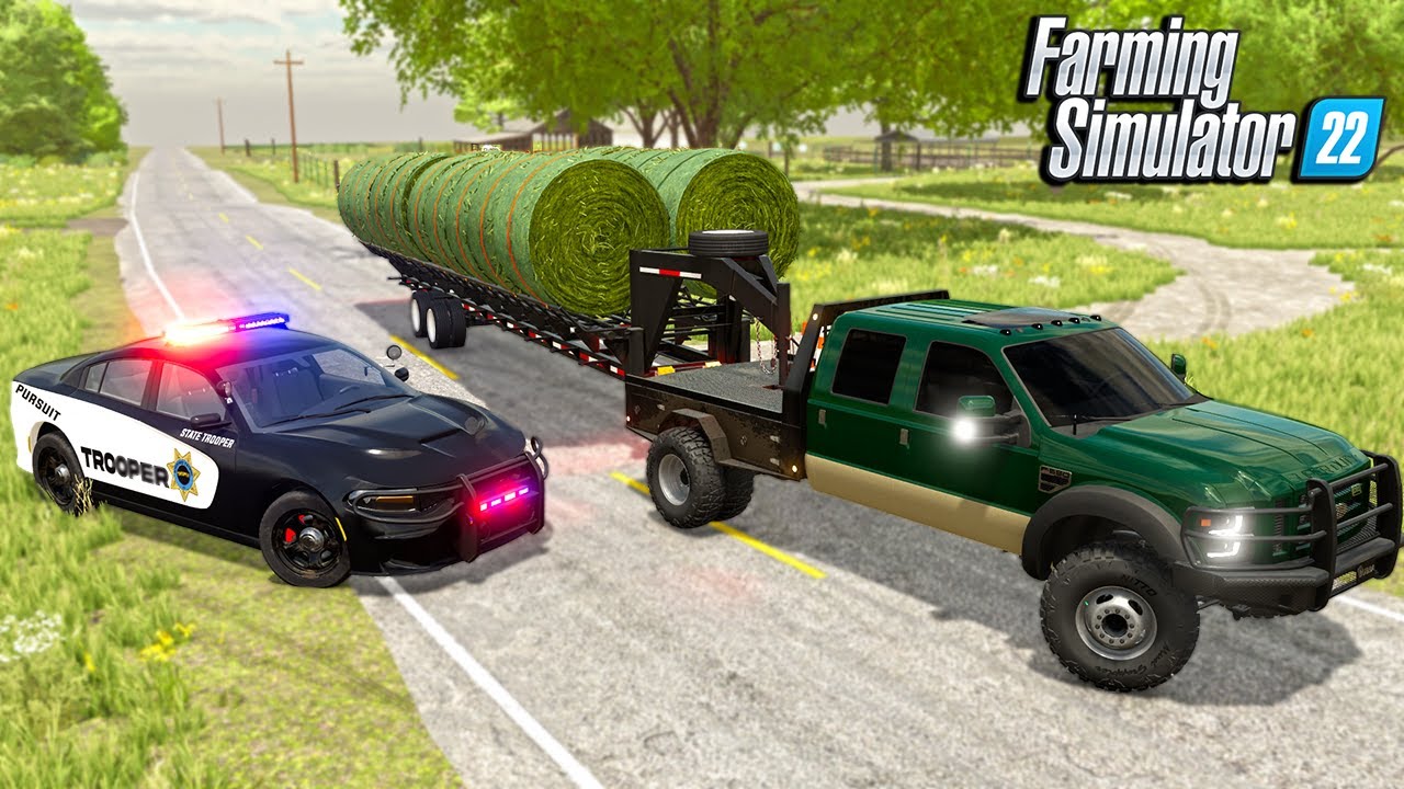 I GOT PULLED OVER BY POLICE FOR HAULING HAY!? (GRANDPA'S FARM)