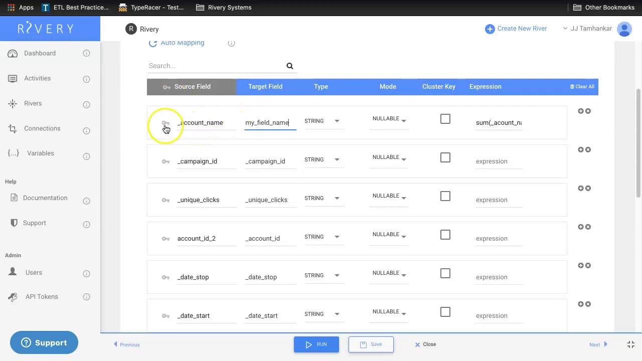 How to Setup Column Mapping within a Data Source to Target in Rivery