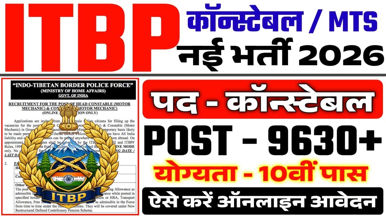ITBP New Recruitment 2026 | ITBP GD Constable Vacancy 2026 | 10th Pass |ITBP Constable Recruitmen...