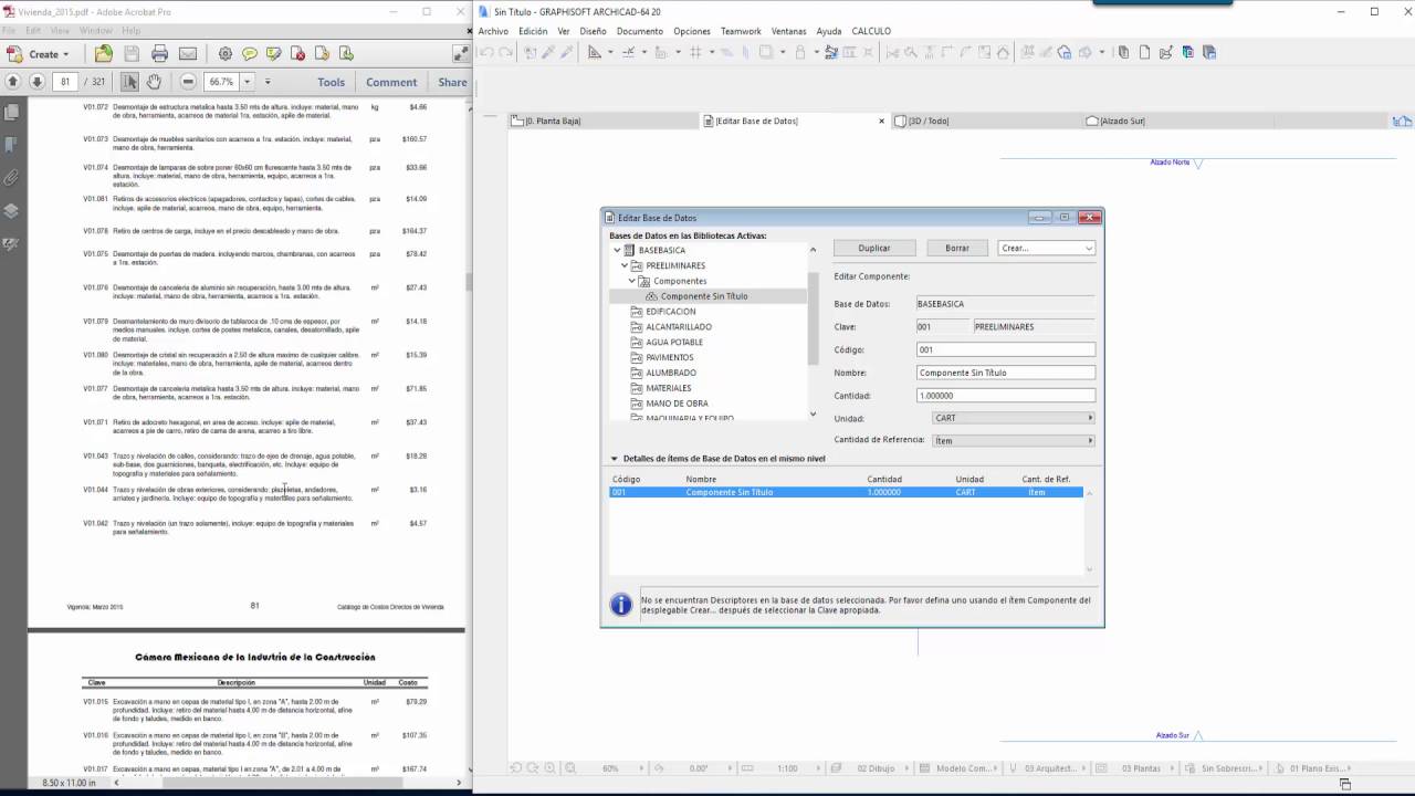 CUANTIFICACION Y PRESUPUESTO EN ARCHICAD   CREACION DE BASE DE DATOS  S01X01