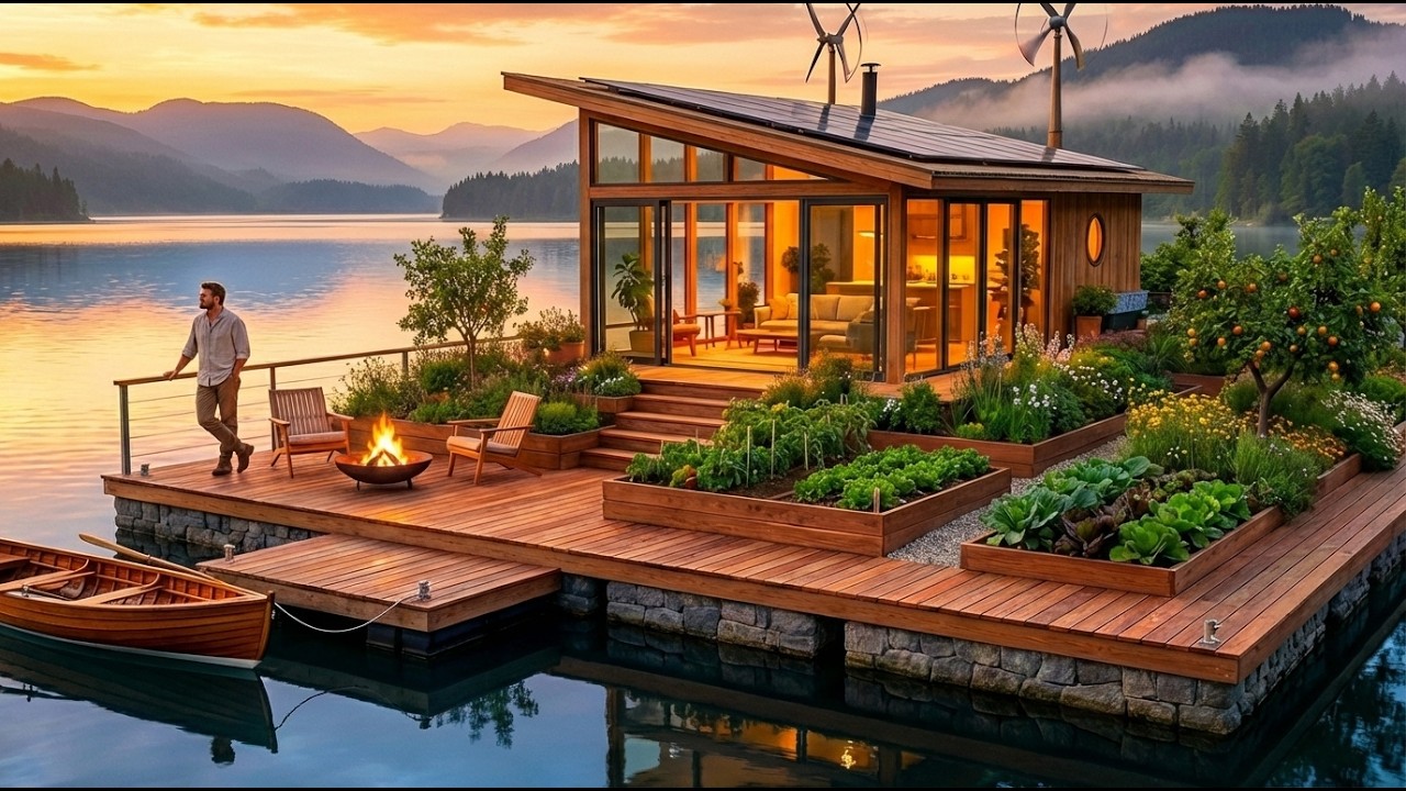 This Man Built a SECRET Modern Floating Lake House