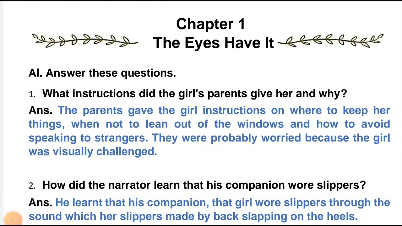 The Eyes Have It Class 8 Question Answers Chapter 1 By Ruskin Bond Of New Image English 