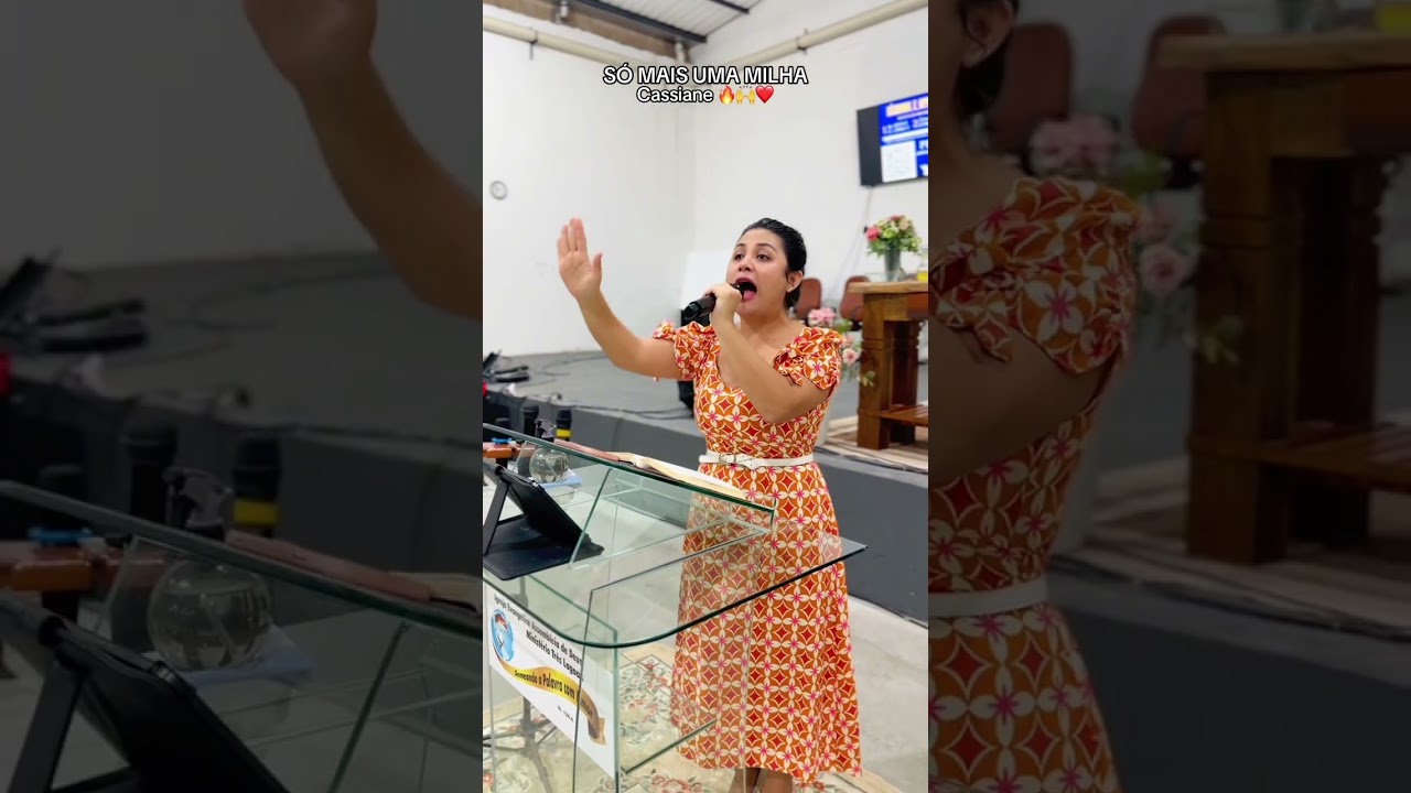 Miriam Santos louvando So mais uma milha na ADMTL RIBAS (Cassiane)