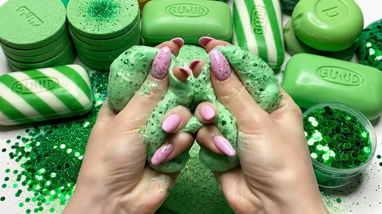 ASMR Crushing Soap Boxes with Foam & Glitter, Cutting Soap Cubes