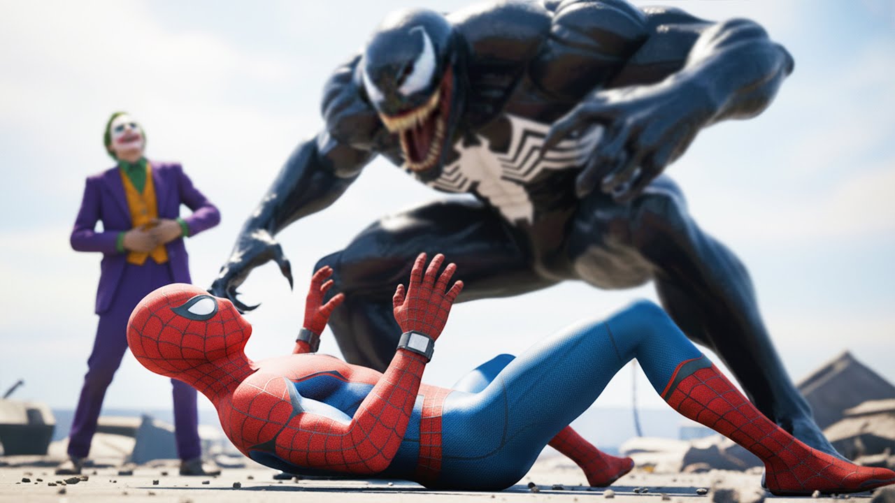 Unexpected Team Up: Spider-Man Defeated by Venom and Joker | AI superhero Short Film | Smash & Swing
