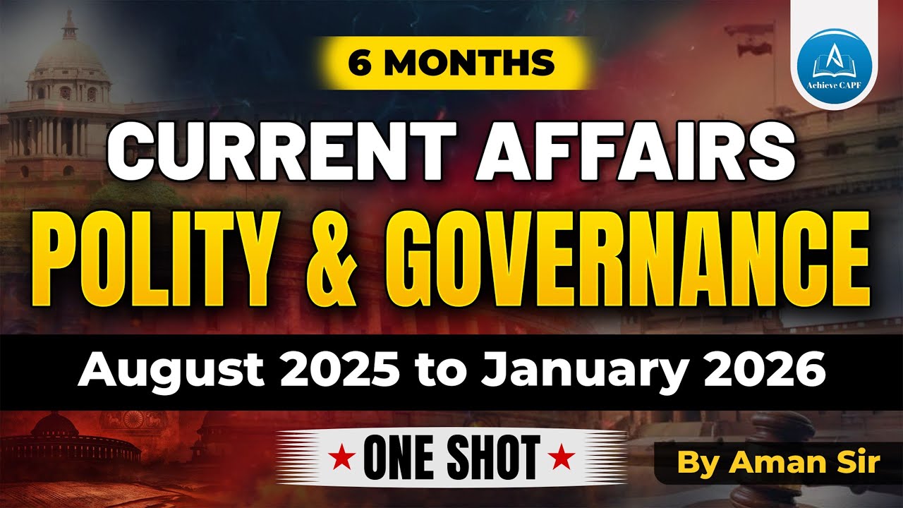 Polity & Governance Current Affairs (Aug 2025–Jan 2026) | UPSC CAPF, CDS, NDA 2026